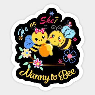 Gender Reveal He or She Nanny to Bee Baby Announcement Sticker